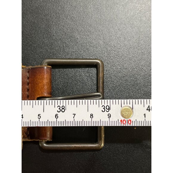 Vintage Unisex Brown Leather Belt Size S (39" Long) SKU 6288 - Picture 8 of 9
